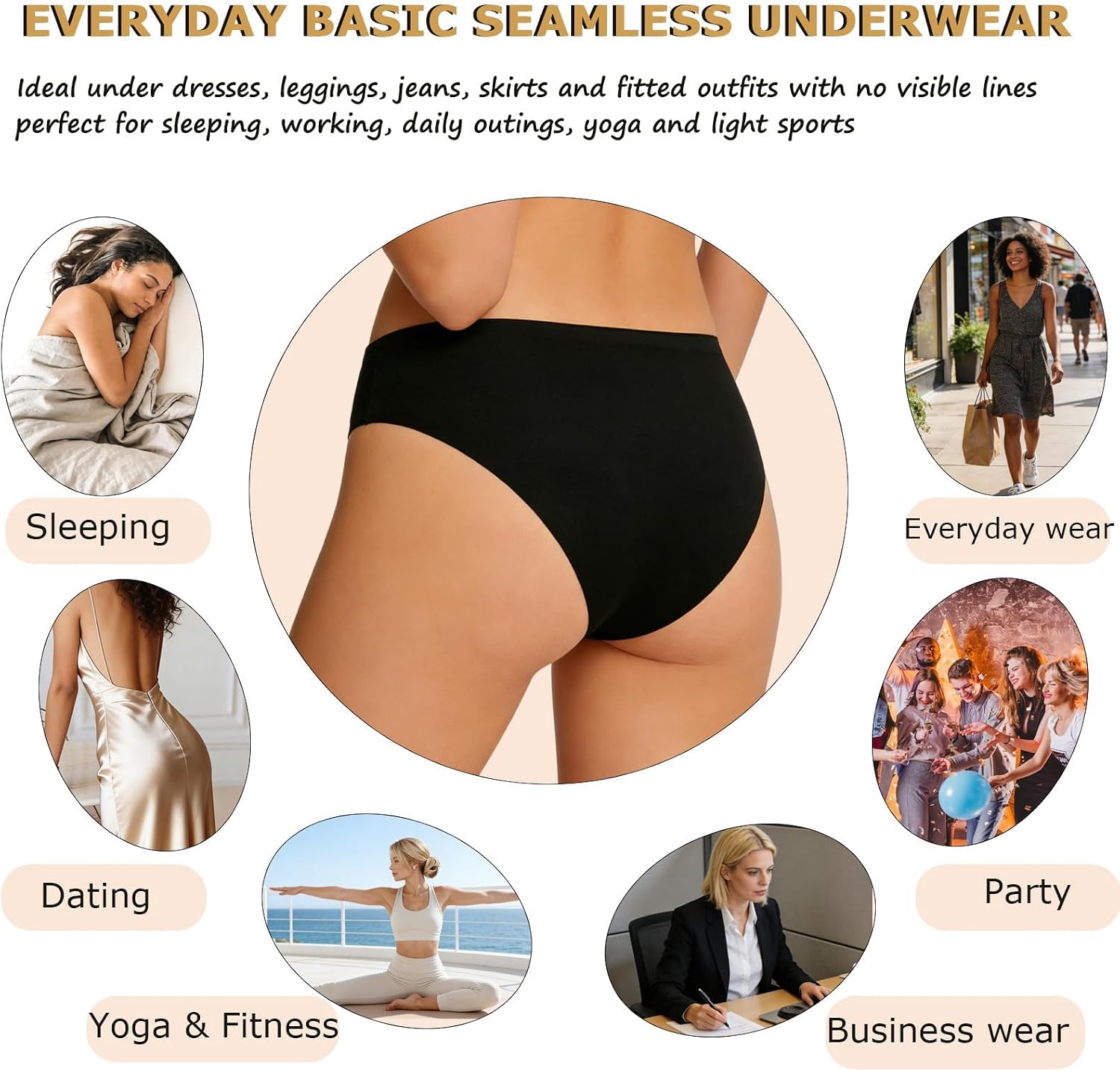 Thumbnail 5 de FINETOO 6 Pack Women's Seamless Hipster Underwear – No Show, Soft Stretch, S-XL