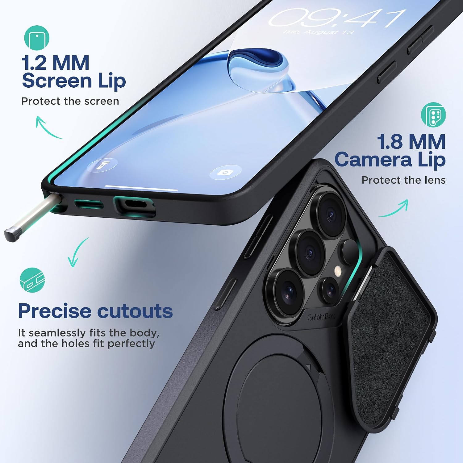 Thumbnail 6 de GOLBINBOX GolbinBox 360 Adjustable Magnetic Stand for Samsung Galaxy S26 Ultra (Black)