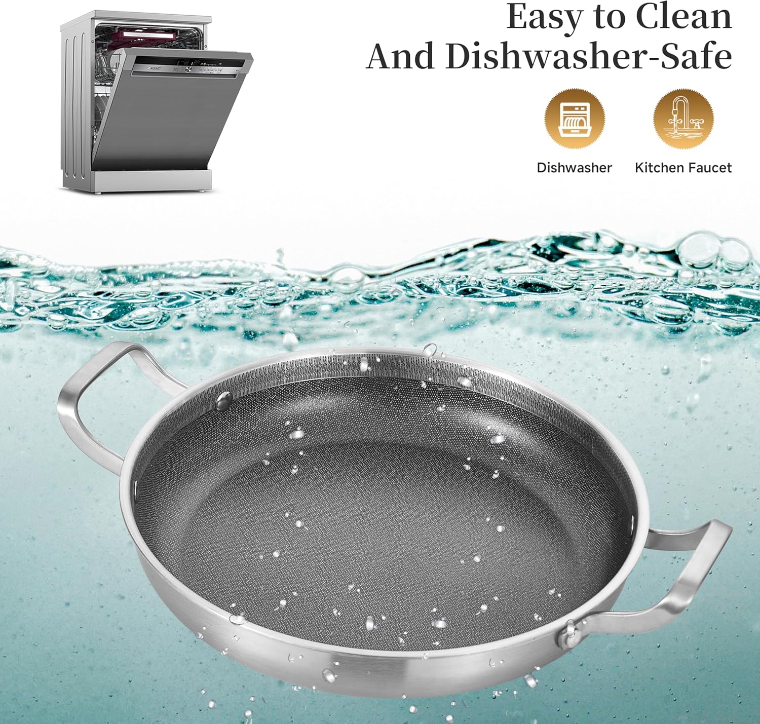 Thumbnail 3 de Poêle à paella Inox 30 cm Inqibee antiadhésive avec couvercle et tous feux