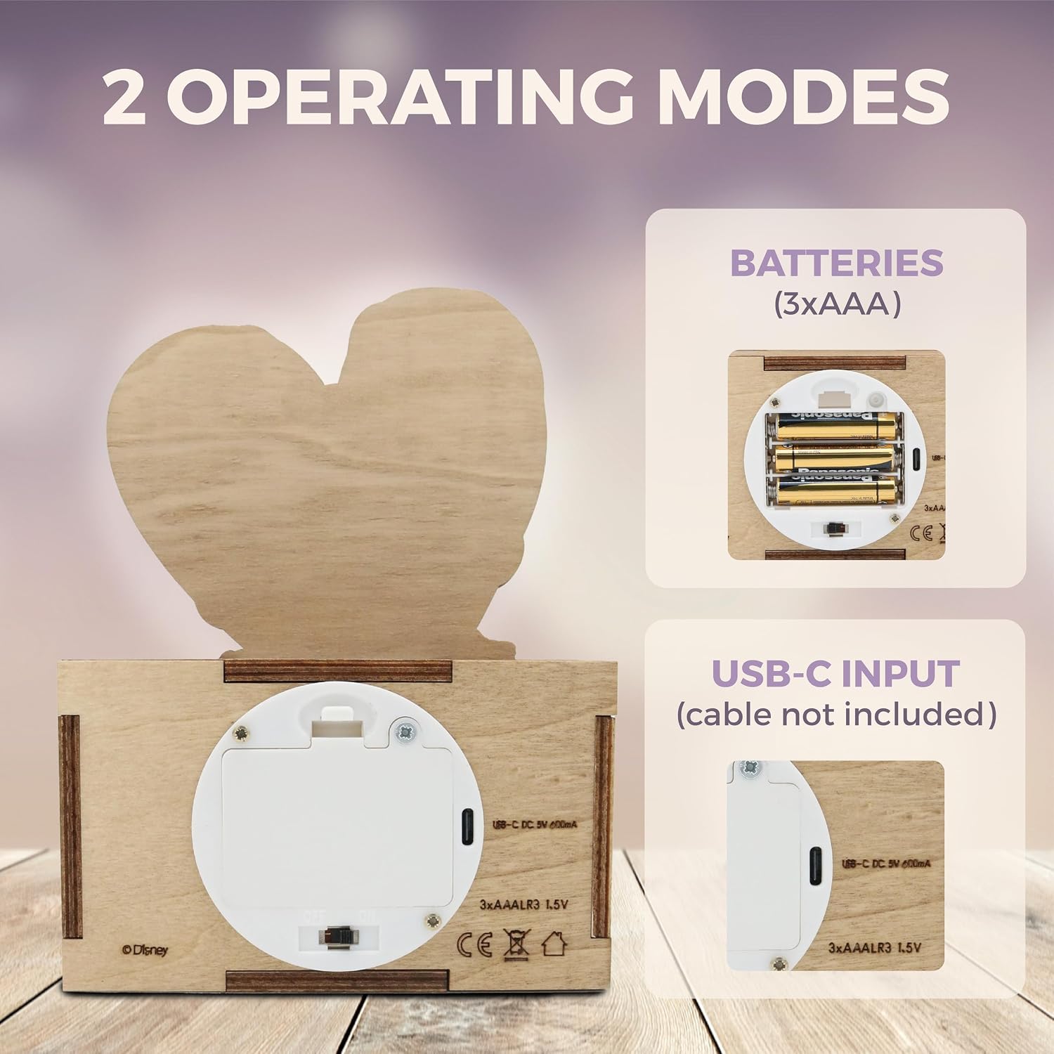 Detalle de WONDEE Offizielle Disney Lilo Stitch personalisierte Lampe – Nachtlicht aus Holz mit Buchstaben-Set