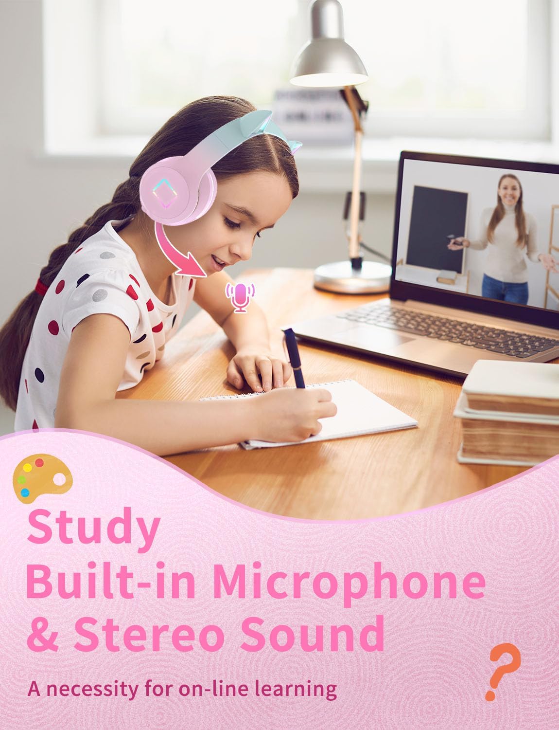 Thumbnail 2 de Cat Ear LED Kids Wireless Headphones 5.1