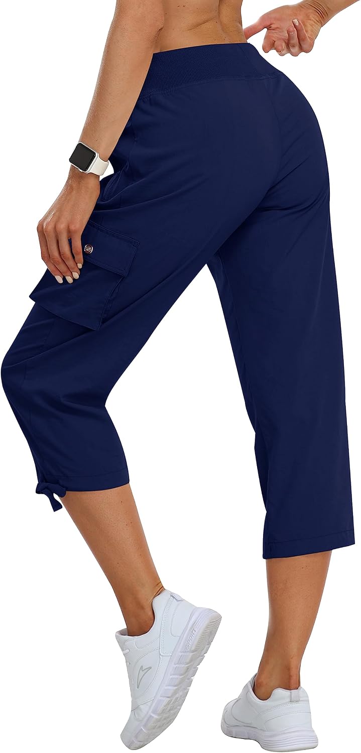 Detalle de MoFiz Women's Cargo Capris Hiking Pants: Lightweight, Quick-Dry Comfort for Outdoor Adventures