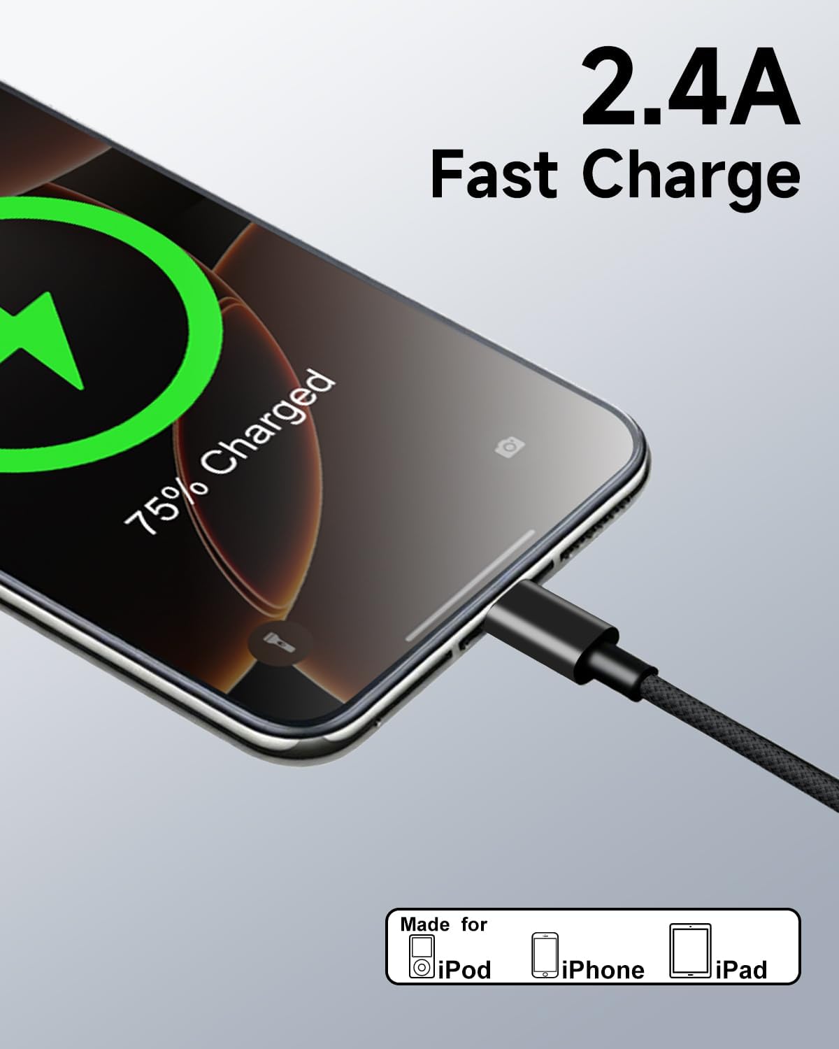 Thumbnail 2 de Cable iPhone 2M certifié MFi Lot de 2