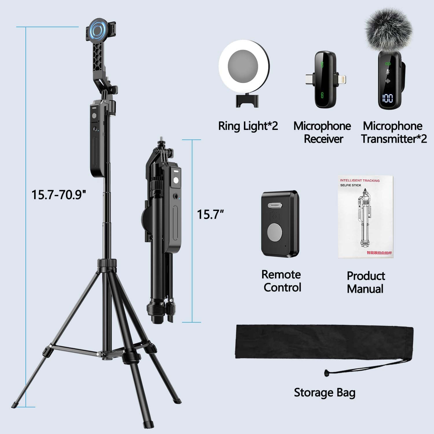 Thumbnail 5 de yAyusi Vlogging Kit 180cm tripod