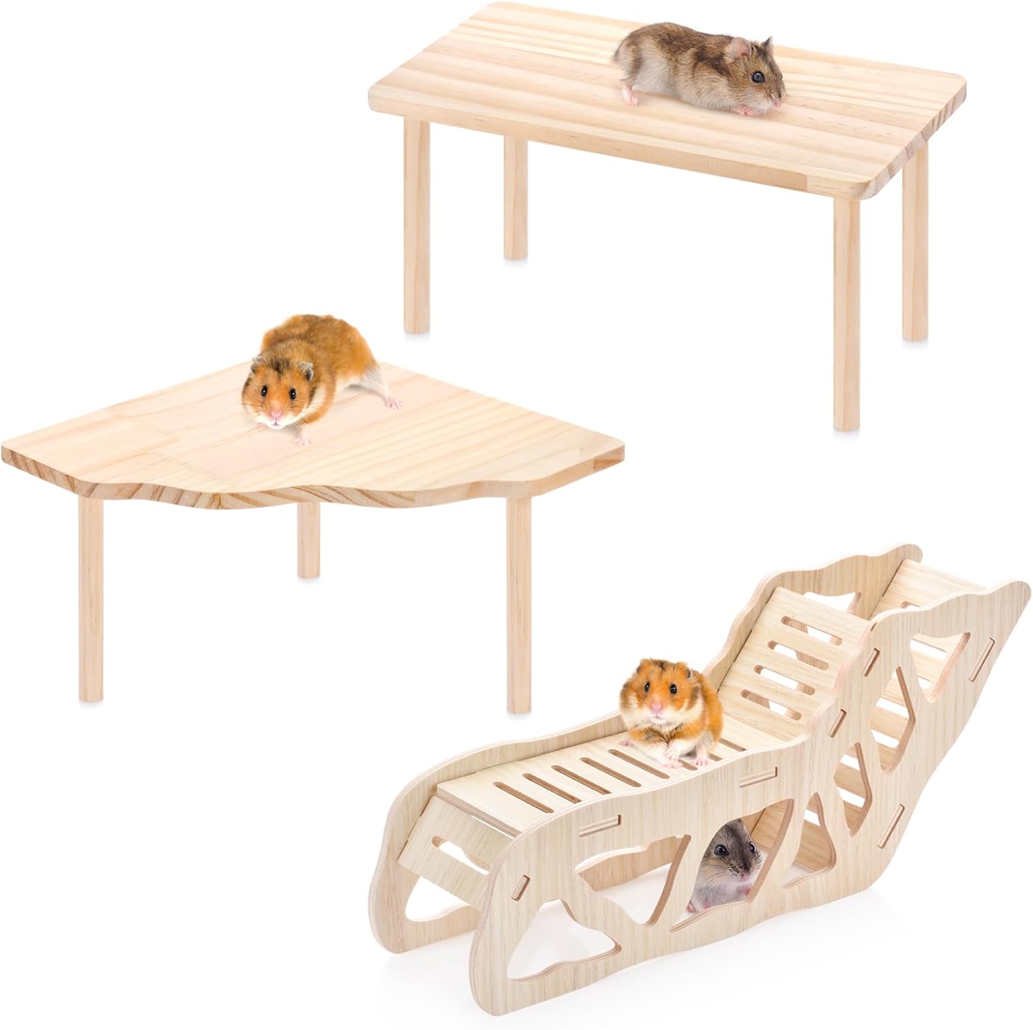 Detalle de 3-piece Natural Wooden Hamster Game Platform