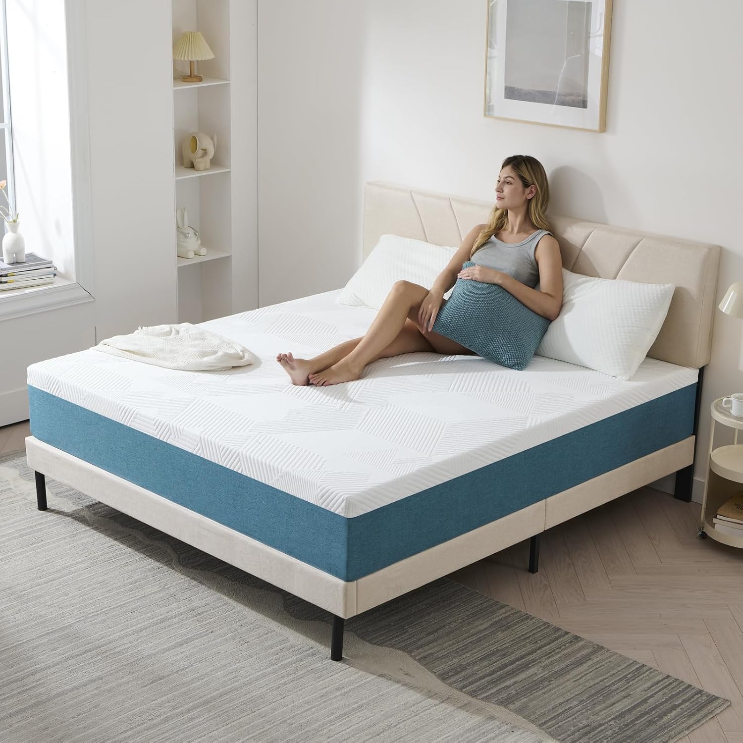 Detalle de Hiimgo King Mattress 22cm Memory Foam Mattress – 150x200x22cm, Medium Firm Support