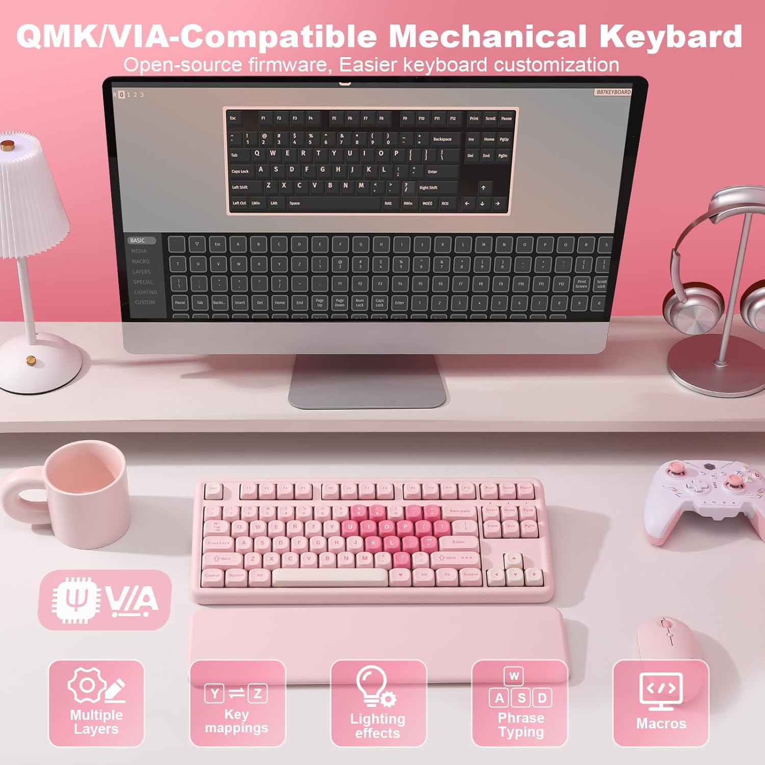 Thumbnail 4 de YUNZII B87 Wireless Mechanical Keyboard with 87-Key TKL, QMK/VIA, Gasket Mount, and Hot-Swap RGB
