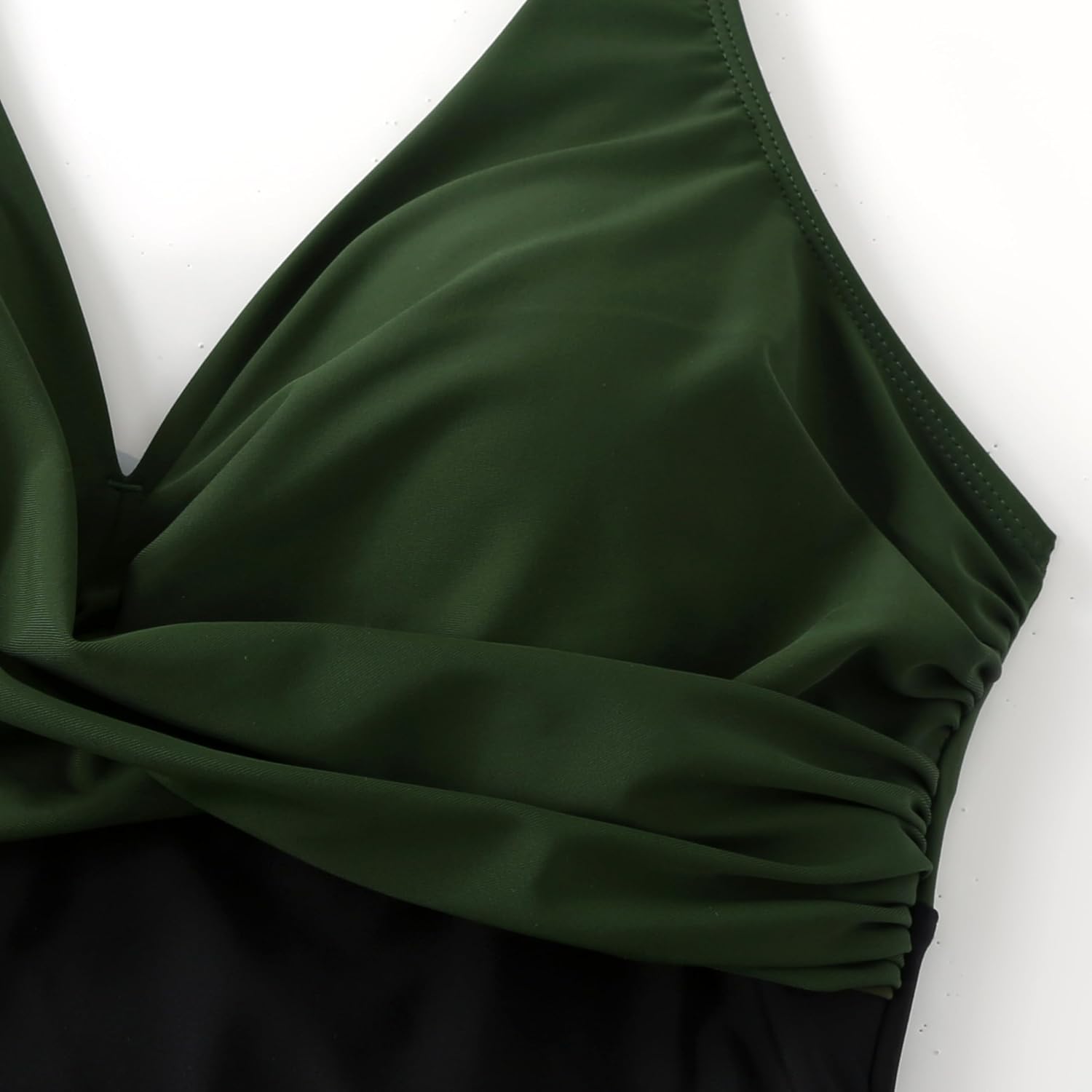 Detalle de LA ORCHID Damen Badeanzug Bauchweg Push-Up Einteiler – High Waist, V-Ausschnitt, Rückenfrei