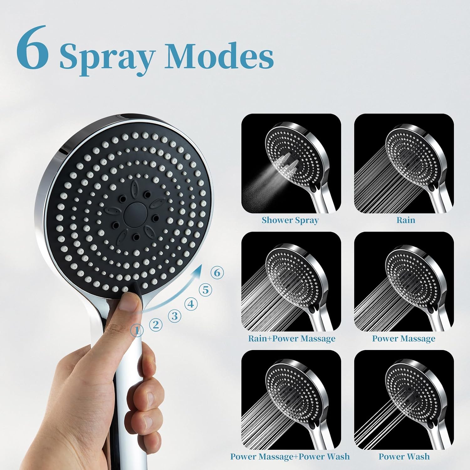 Detalle de OFFO Shower Head 1.5m hose, 6 modes