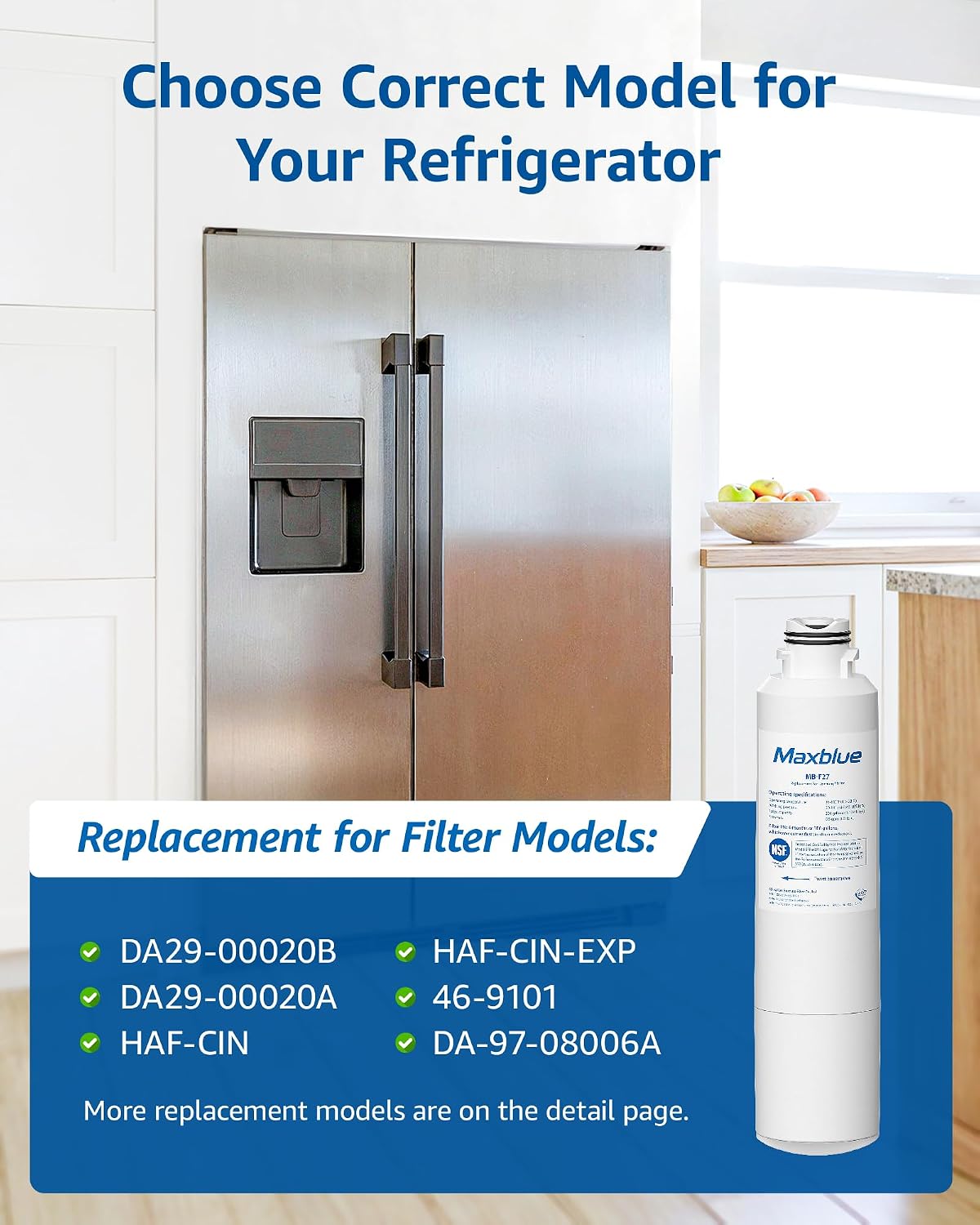 Detalle de Maxblue MB-F27 Refrigerator Water Filter, 3-Pack for DA29-00020B