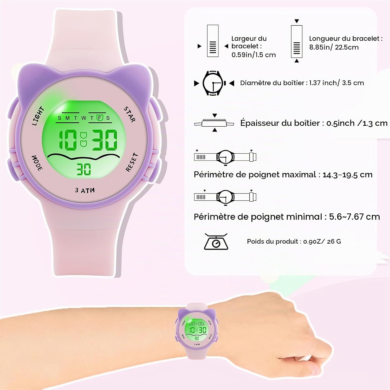 Thumbnail 4 de Edillas Montre Numérique pour Enfants 7–18 ans — Design Sport, Résistante et Multifonction
