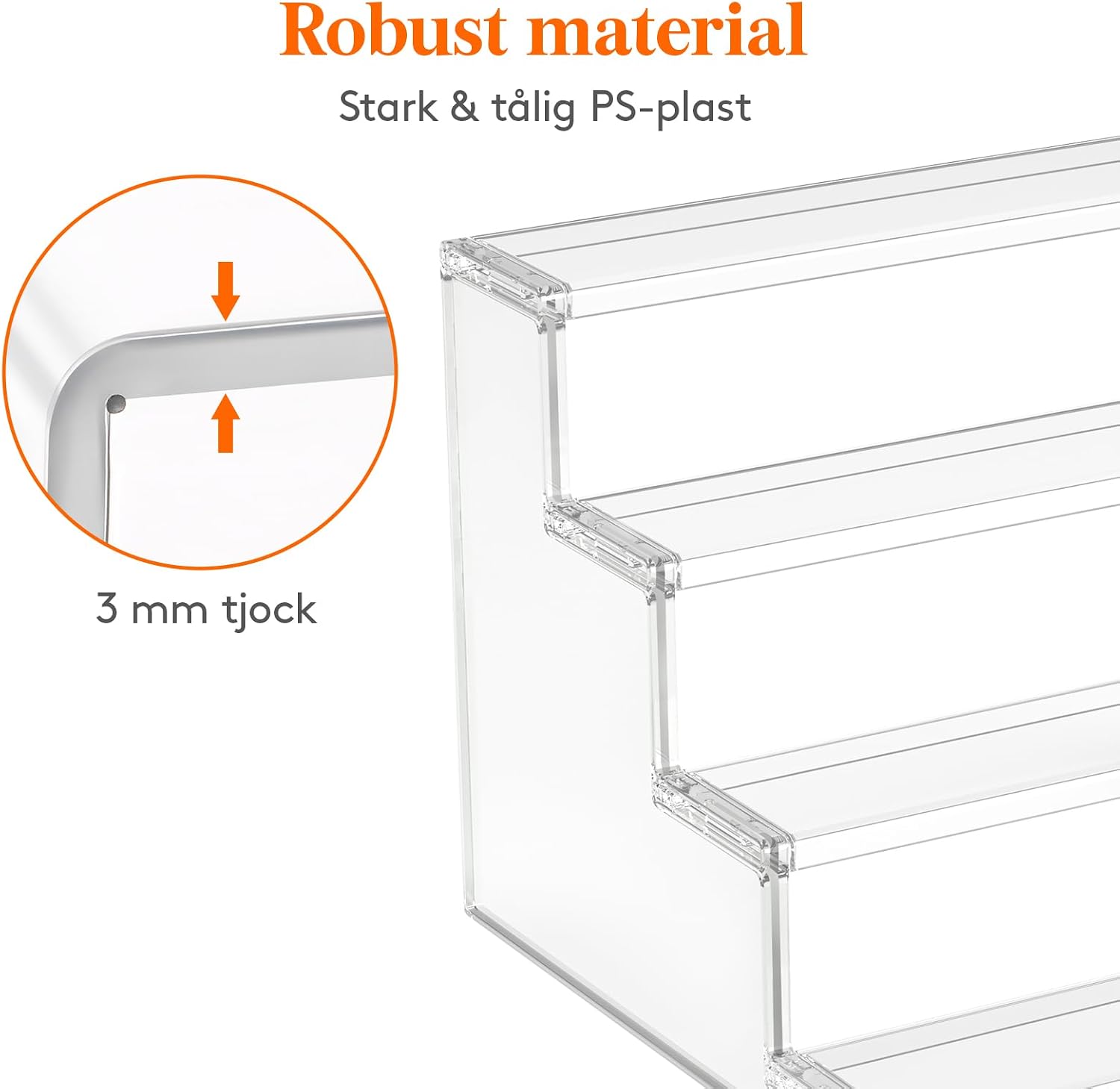 Detalle 1 de Lifewit 23115 displayställ i 4 nivåer, transparent plast, 2-pack