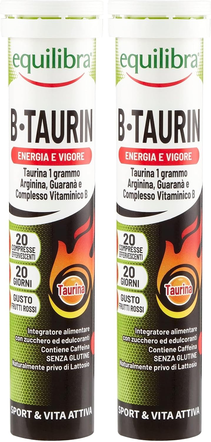 Detalle 2 de Equilibra B-Taurin: integratore effervescente con taurina, arginina, guaranà e vitamine del gruppo B (3 confezioni da 20 compresse)