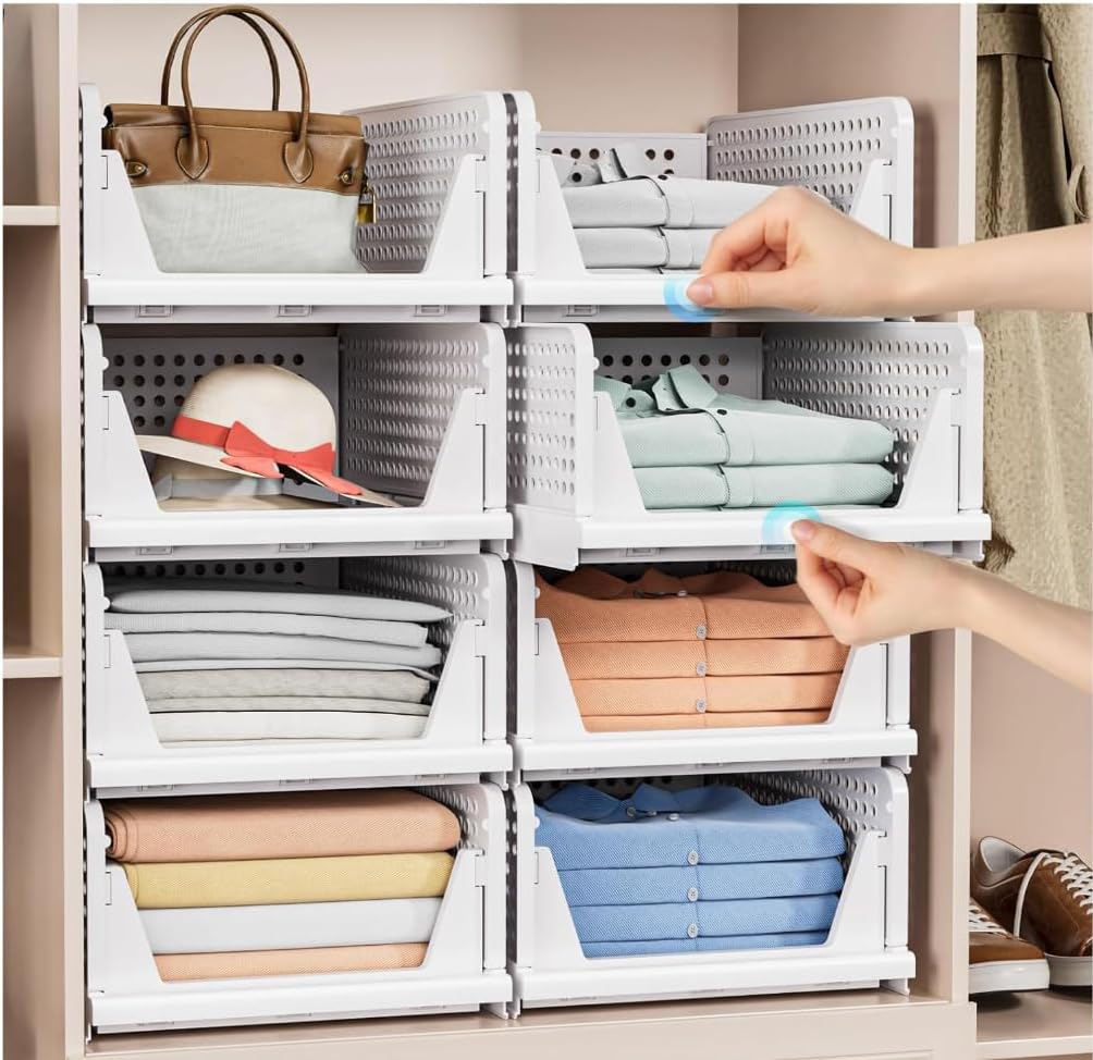 Thumbnail 5 de caktraie 4 Pack Stackable Closet Storage Basket 16.6"