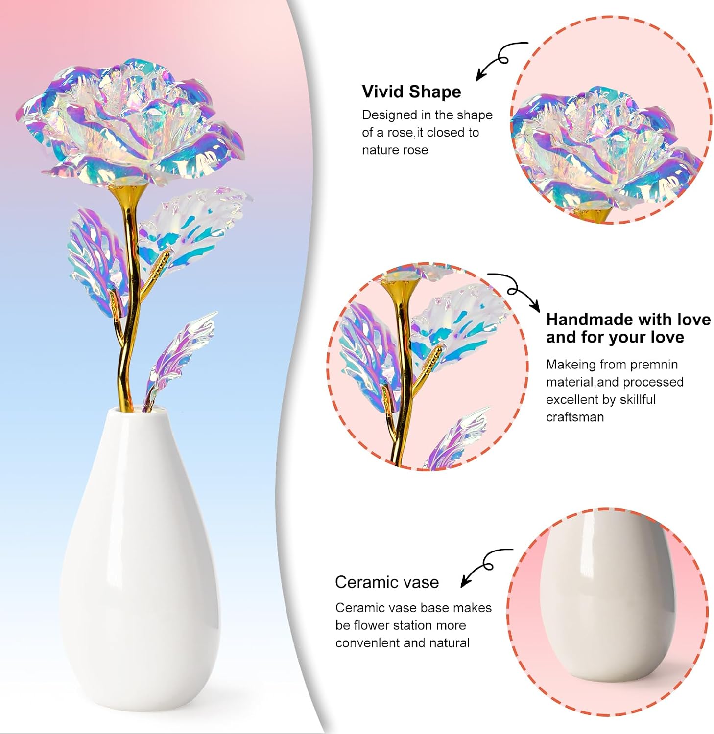 Thumbnail 1 de OEAGO Mothers Day Artificial Flower with Vase