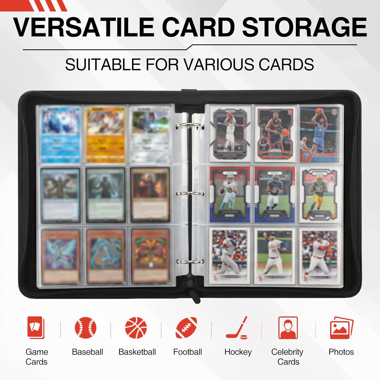 Detalle 1 de Fuzmo CP10279 9-Pocket Trading Card Binder, 900-Card Zipper Album