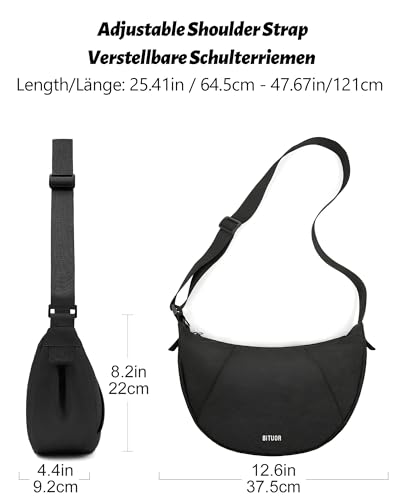Thumbnail 2 de BITUOR Crescent Crossbody Bag, 8.3L Recycled Nylon Anti-Theft Shoulder Bag