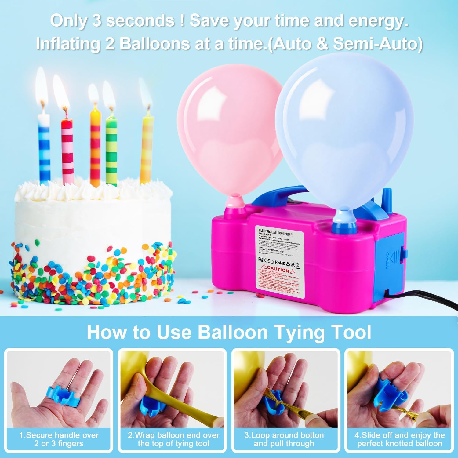 Thumbnail 3 de Motorenbau Electric Balloon Pump — Portable 600W Balloon Blower with Dual Nozzles