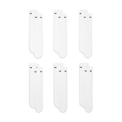 Detalle de Nike Everyday Cushioned Training Crew Socks (6 Pairs) – White/Black, Large