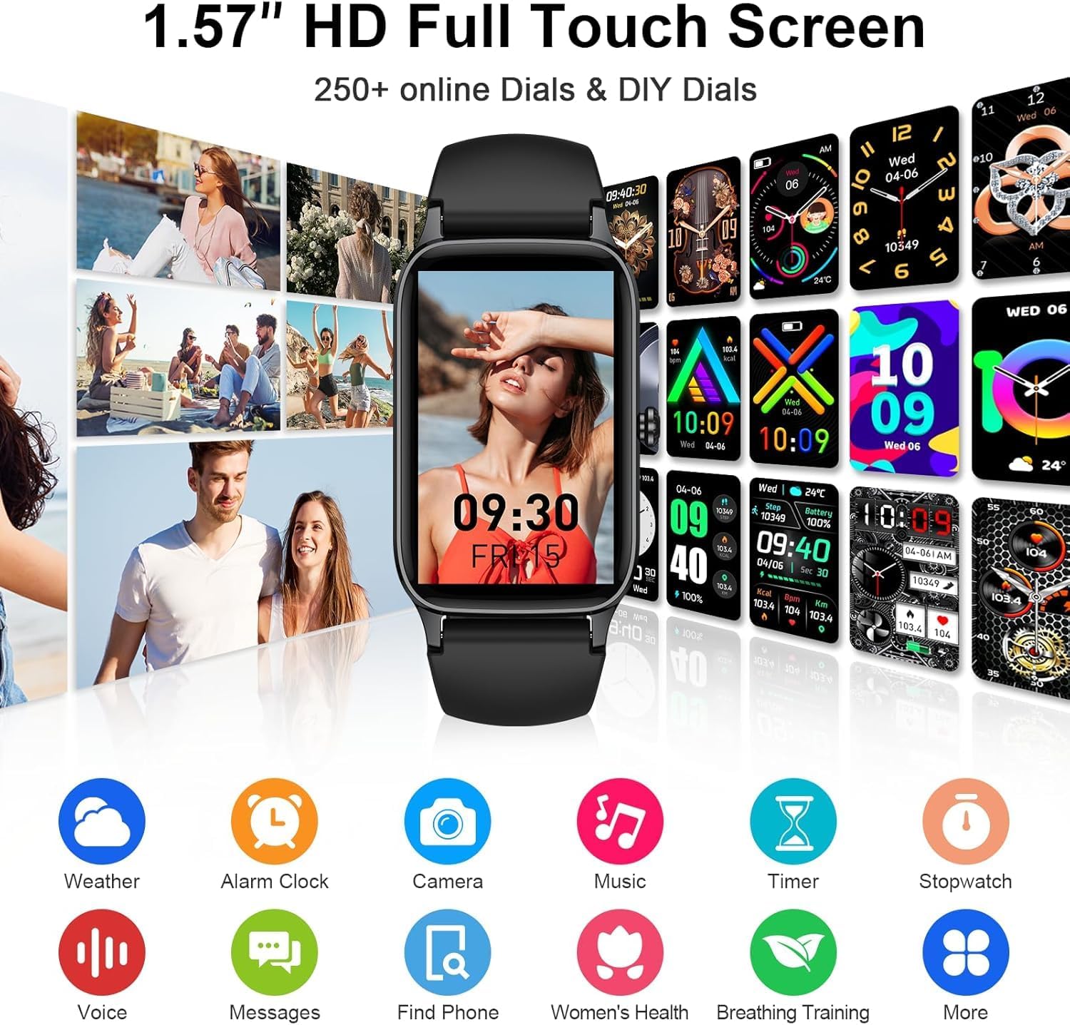 Thumbnail 6 de Bracelet Connecté 1,57" – Montre GPS/Santé IP68, Podomètre et Cardiofréquencemètre pour Android et iOS
