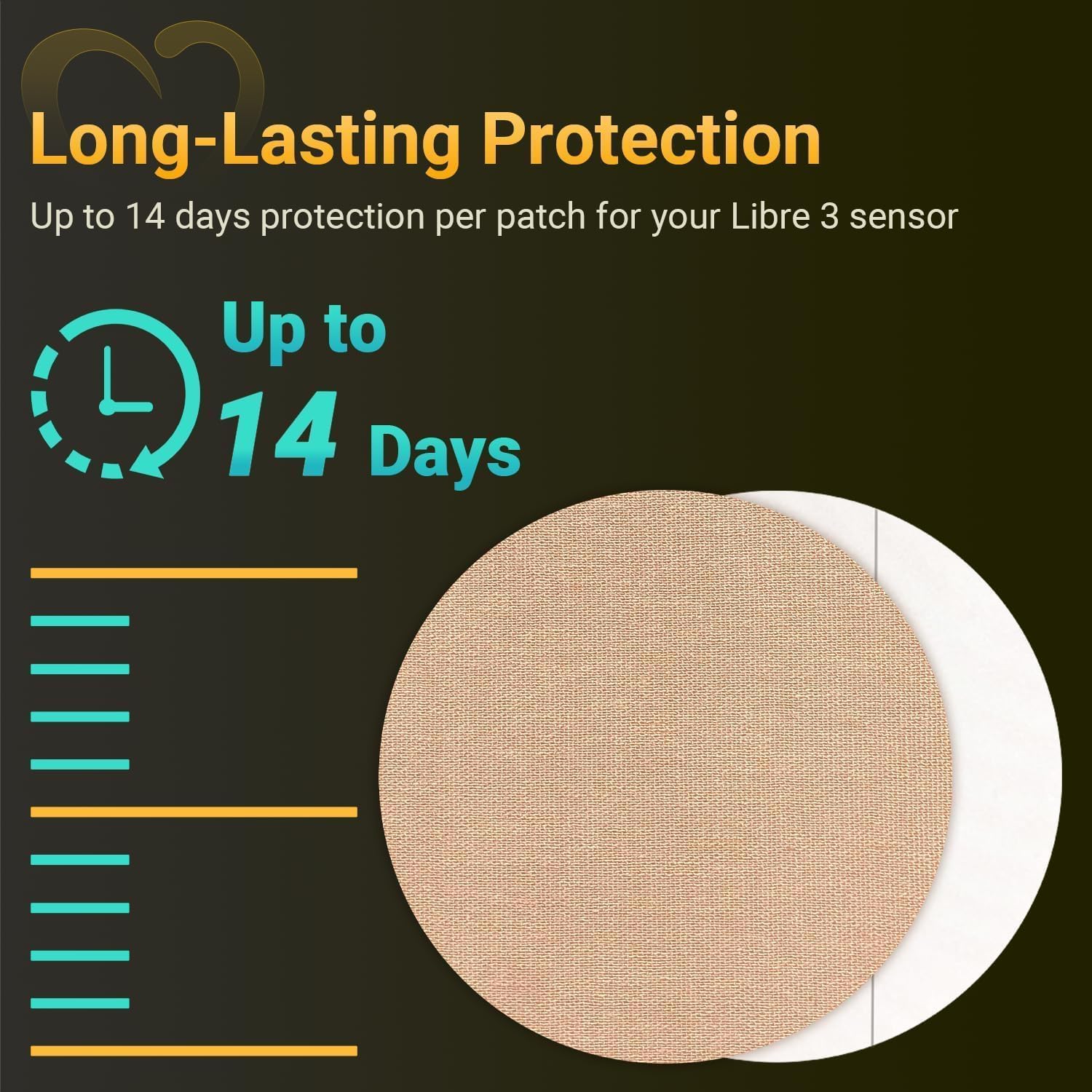 Detalle 2 de Amolyfe Libre 3 Sensor Covers Waterproof (Tan) — 20-Pack CGM Adhesive Patches with Hard Cap