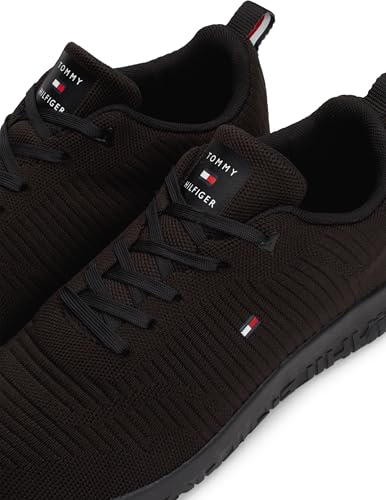 Detalle de Tommy Hilfiger Herren Runner Sneaker Corporate Knit Rib Runner – Schwarz, Gr. 46