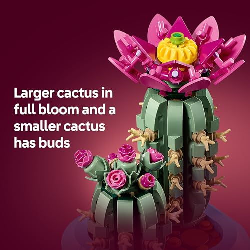 Detalle de LEGO Botanicals Flowering Cactus: Artificial Plant Duo in Pastel Pot