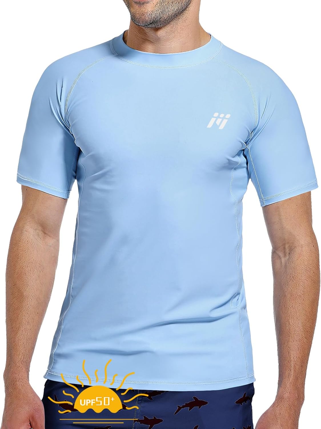 Detalle de MEETWEE Rashguard Anti-UV Homme – UPF 50+ à manches courtes/longues, séchage rapide