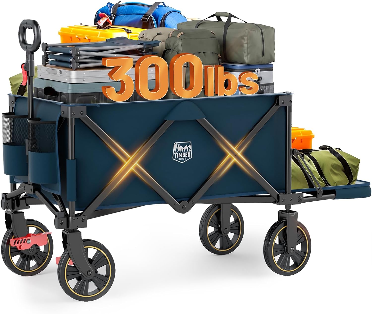 Detalle de TIMBER RIDGE 21826S 350L Folding Wagon with Brake, Adjustable Handle, Brown