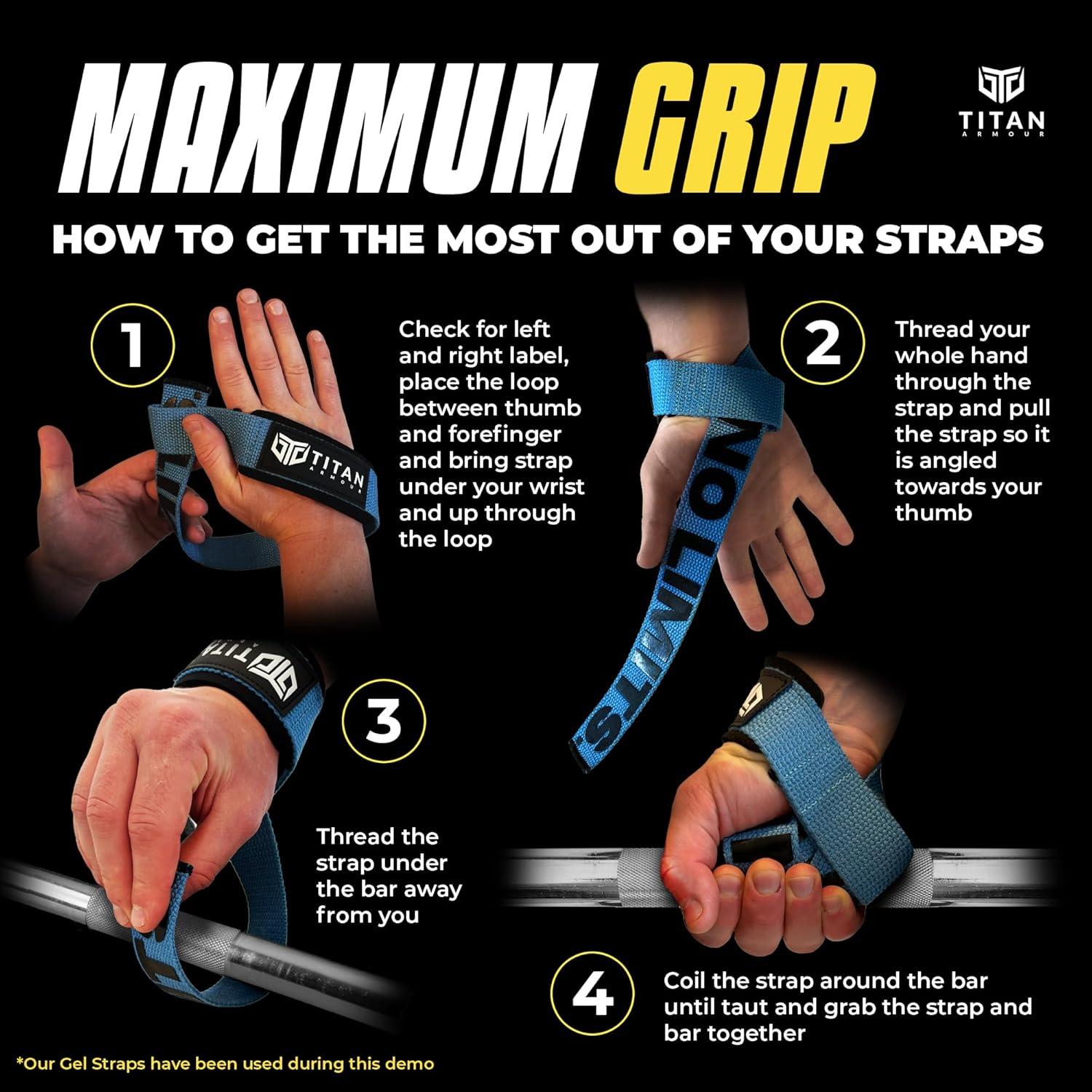 Thumbnail 6 de Titan Armour® Weight Lifting Straps: Extra-Long Neoprene-Padded, Anti-Slip Gel Option