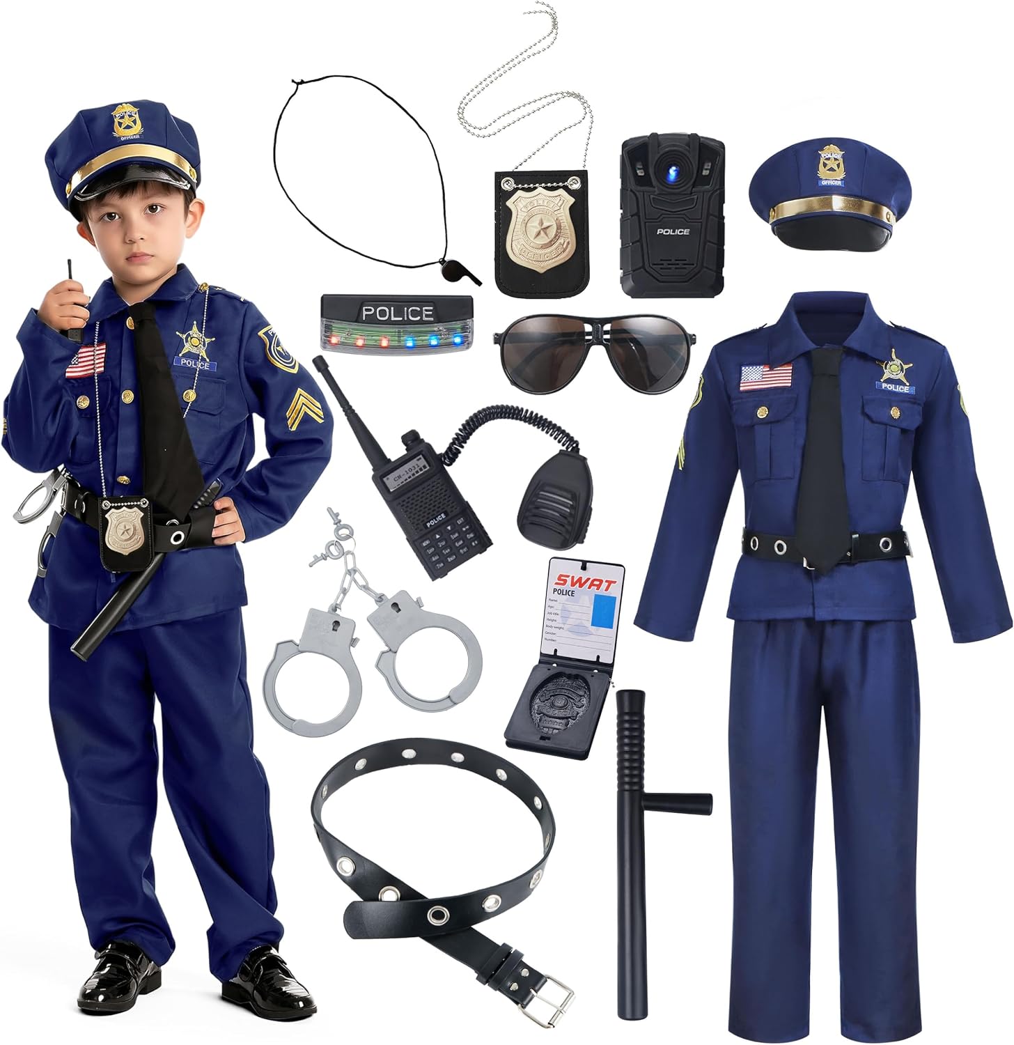 Detalle de Spooktacular Creations 14PCS Kids’ Police Costume, 100% Polyester
