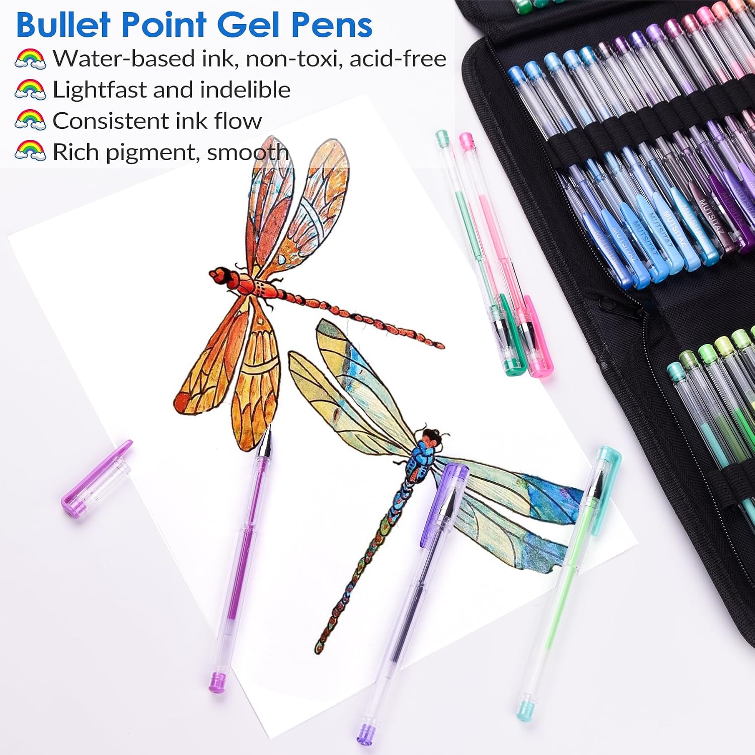 Thumbnail 4 de Set de 60 Stylos Gel avec 60 Recharges – Encre glitter, métalliques, pastel et classiques pour journal et bureau
