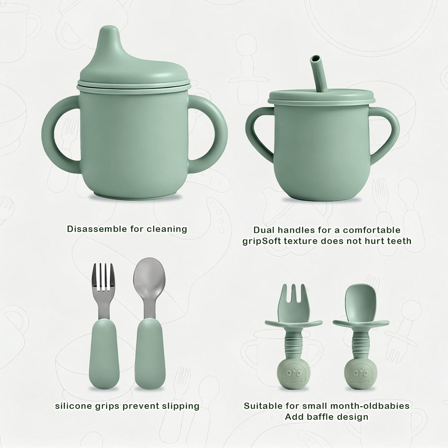 Detalle de JELLDJK Baby Feeding Set, 10-Piece