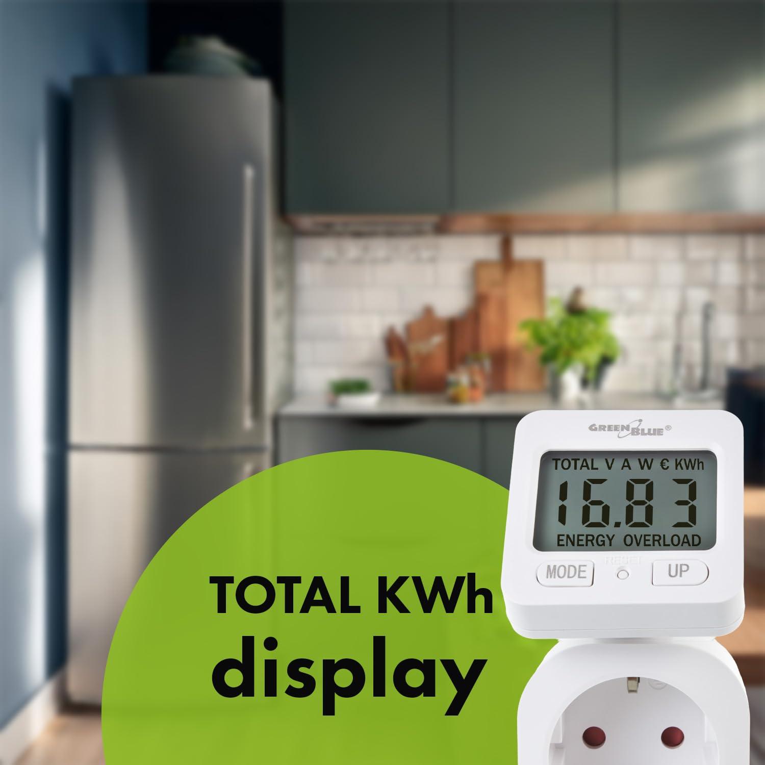 Thumbnail 6 de Green Blue Strommessgerät – Digitaler Wattmeter zur Messung von Energieverbrauch, Kosten und Leistung bis 3680 W