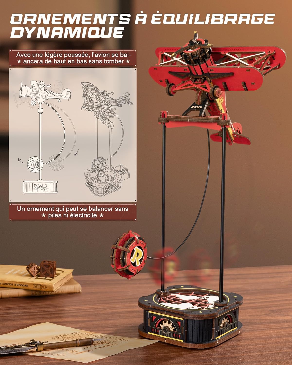 Thumbnail 2 de ROKR Puzzle 3D Bois Maquette Capitaine du Ciel (MCD01) – Balancement gravitationnel, 1:60