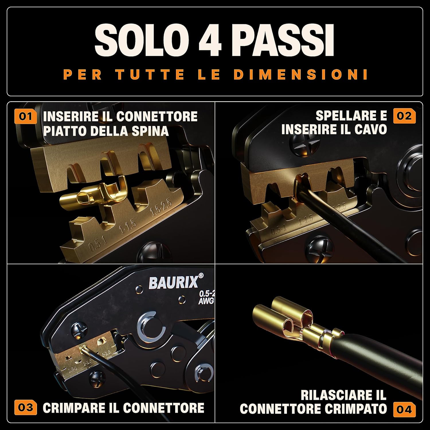 Thumbnail 1 de BAURIX® Connettori Elettrici set 300 pezzi – 2,8/4,8/6,3 mm, box di stoccaggio
