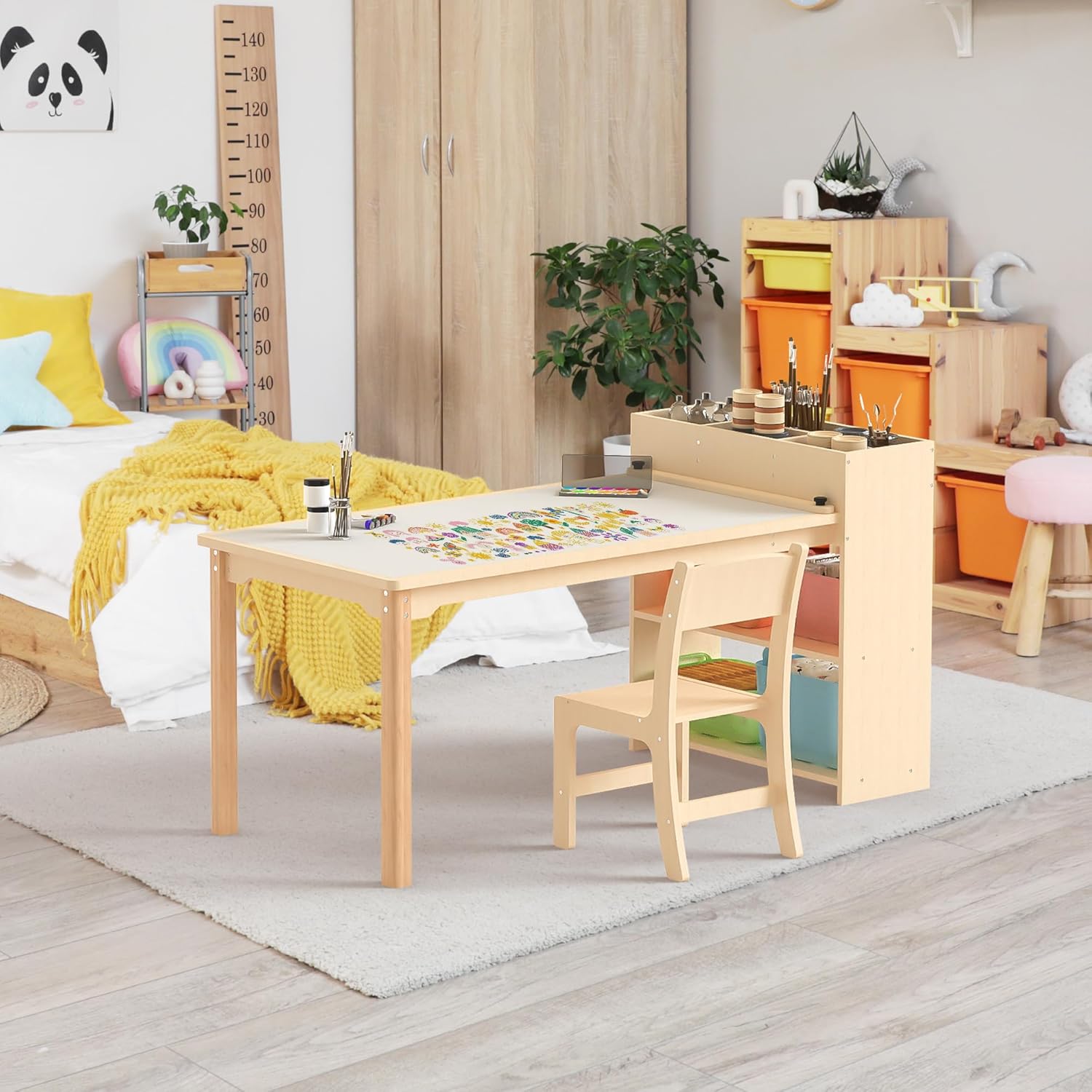 Thumbnail 5 de Puecrof Children’s Wooden Desk and Chair Set 1