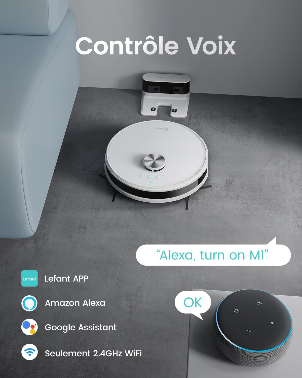 Detalle 2 de Lefant M1 — Robot Aspirateur-Laveur 2 en 1, 5500 Pa, Navigation LiDAR dToF, Cartographie Multi-étages et Zones Virtuelles