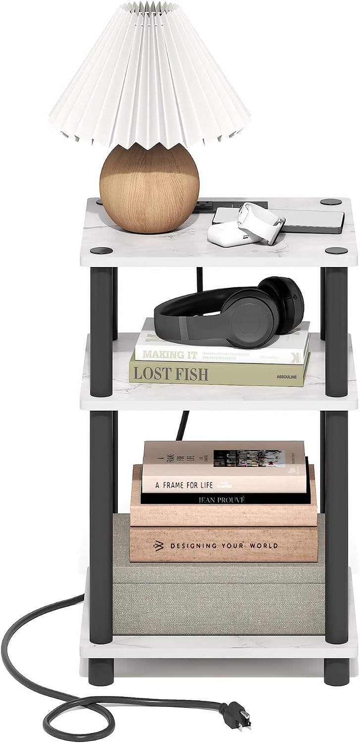 Thumbnail 4 de Furinno Nightstand, Light Marble Look