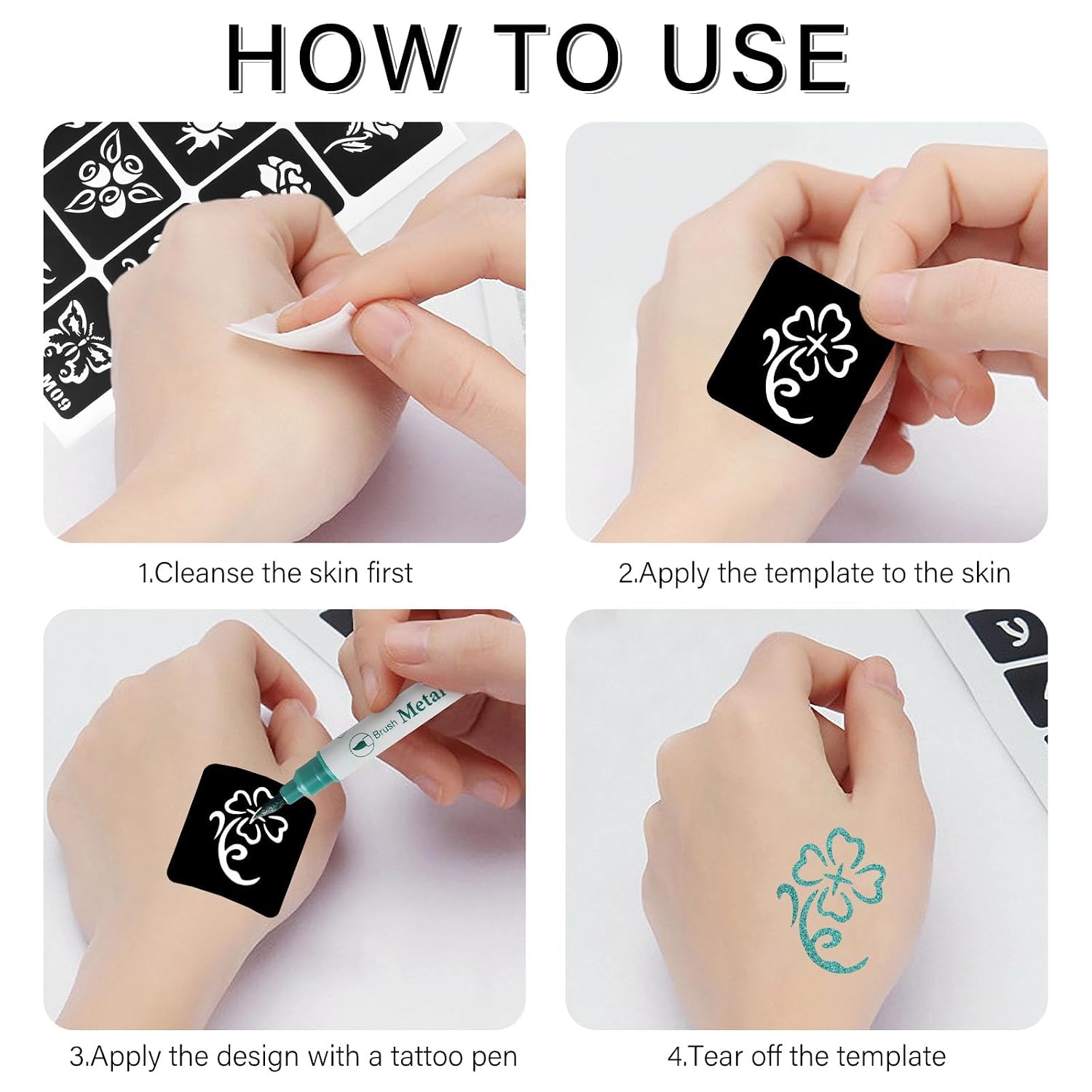 Thumbnail 3 de Henna Schablonen Set – 142 Stück Temporäre Henna Tattoo Schablonen, 4 Größen, DIY Body Art für Frauen, Teens und Kinder