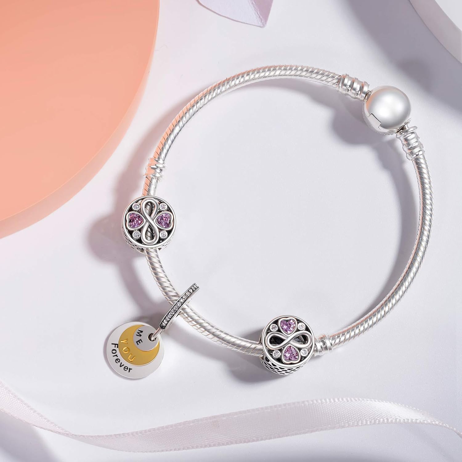 Thumbnail 1 de NINGAN Pendente in argento 925 “i love you” – ciondolo pendente per bracciali e collane, compatibile con Pandora, Trollbeads e altro