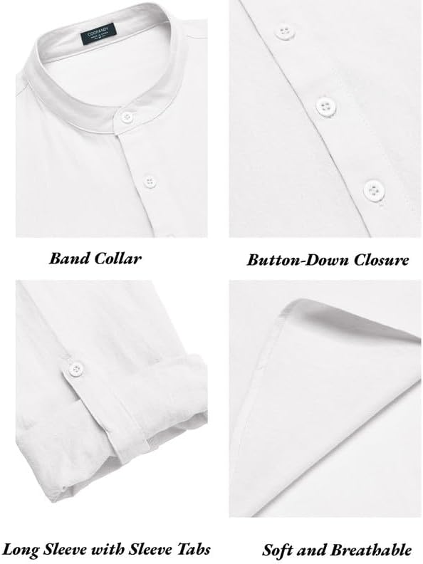 Detalle de COOFANDY Men’s 2-Piece Cotton Linen Henley & Beach Pants Set