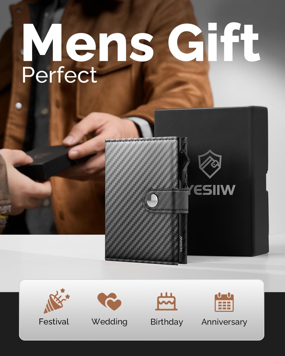 Thumbnail 6 de YESIIW Pop-up RFID leather trifold wallet, 9 cards 👛