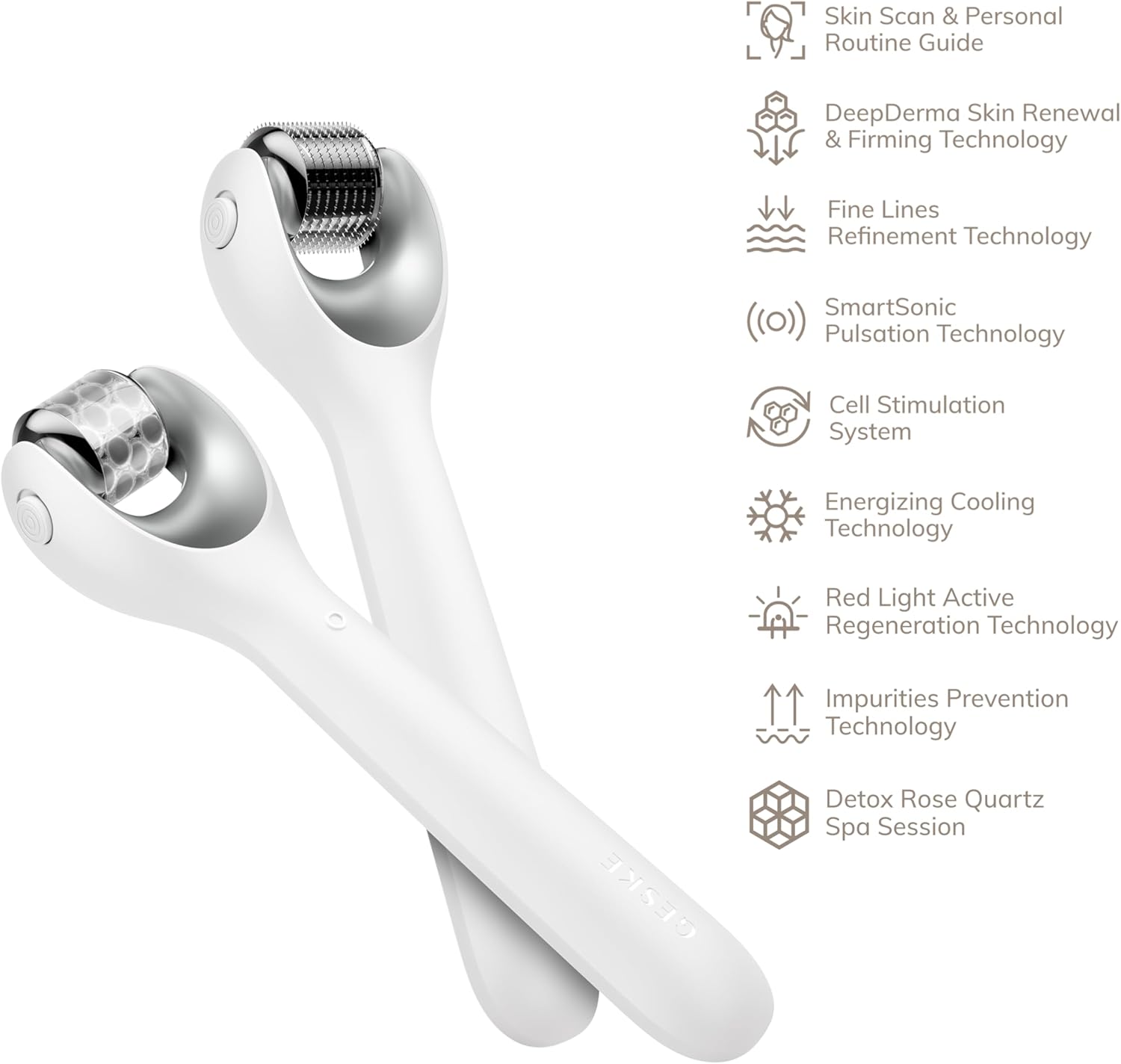 Thumbnail 3 de GESKE SmartAppGuided MicroNeedle Face Roller – 9 en 1 avec Quartz Rose
