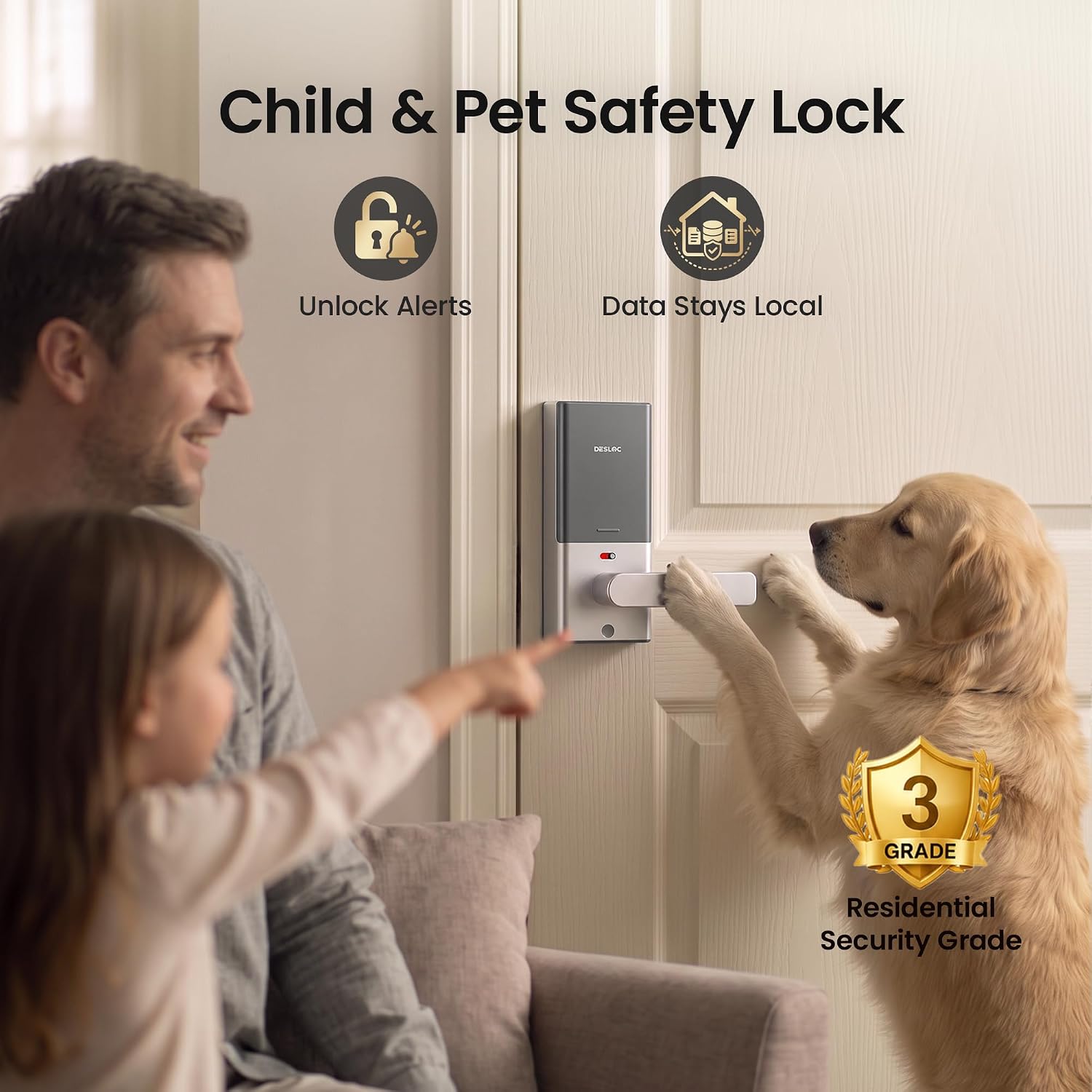 Thumbnail 4 de DESLOC K221 Fingerprint Smart Door Lock with Handle, Built-In Wi-Fi and Keypad