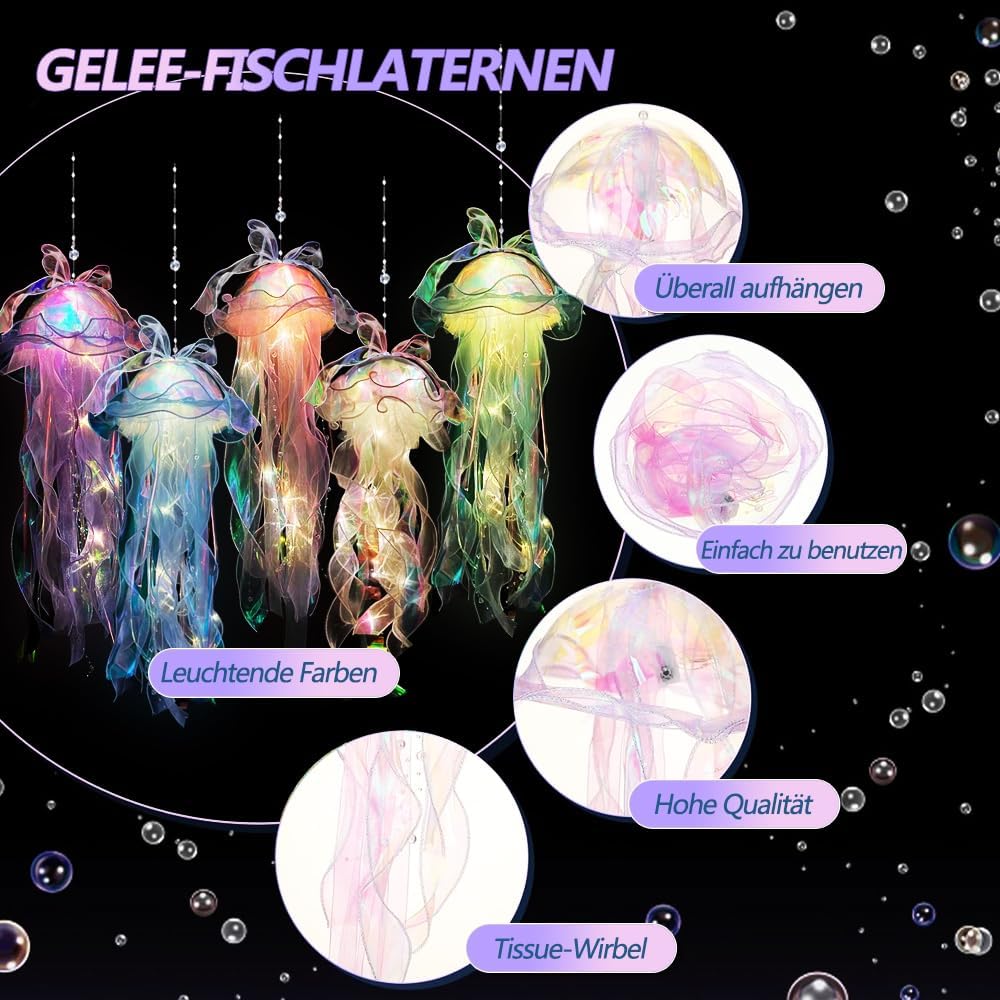 Detalle de Anyingkai C kwallenlantaarns, set van 5 in vijf kleuren met verlichting