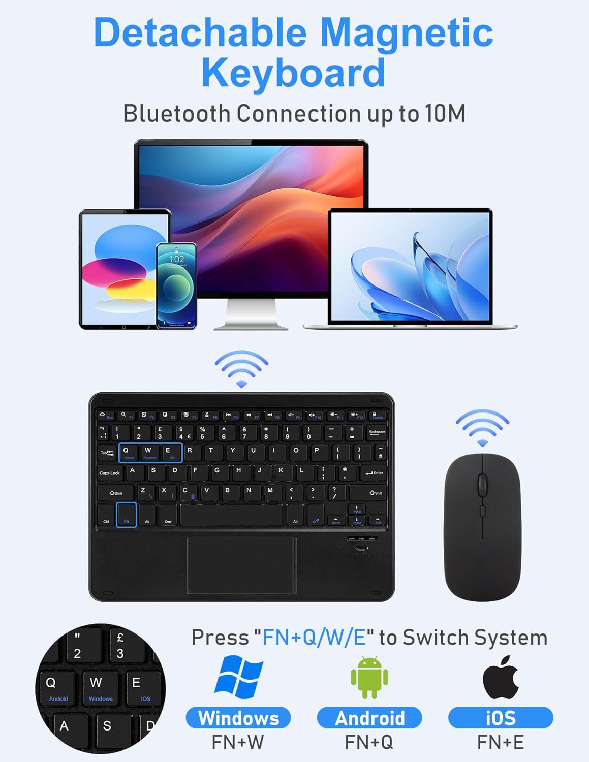 Thumbnail 4 de Nsyee Keyboard Case with Touchpad and Mouse for iPad 11th A16 2025 and iPad 10th Gen 2022