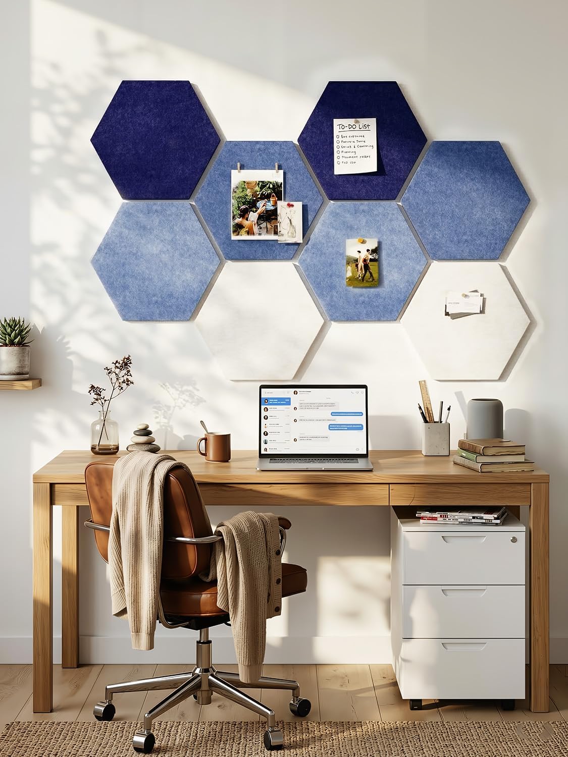 Detalle 2 de Uoisaiko 30cm Large Felt Hexagon Bulletin Board – Pack of 8