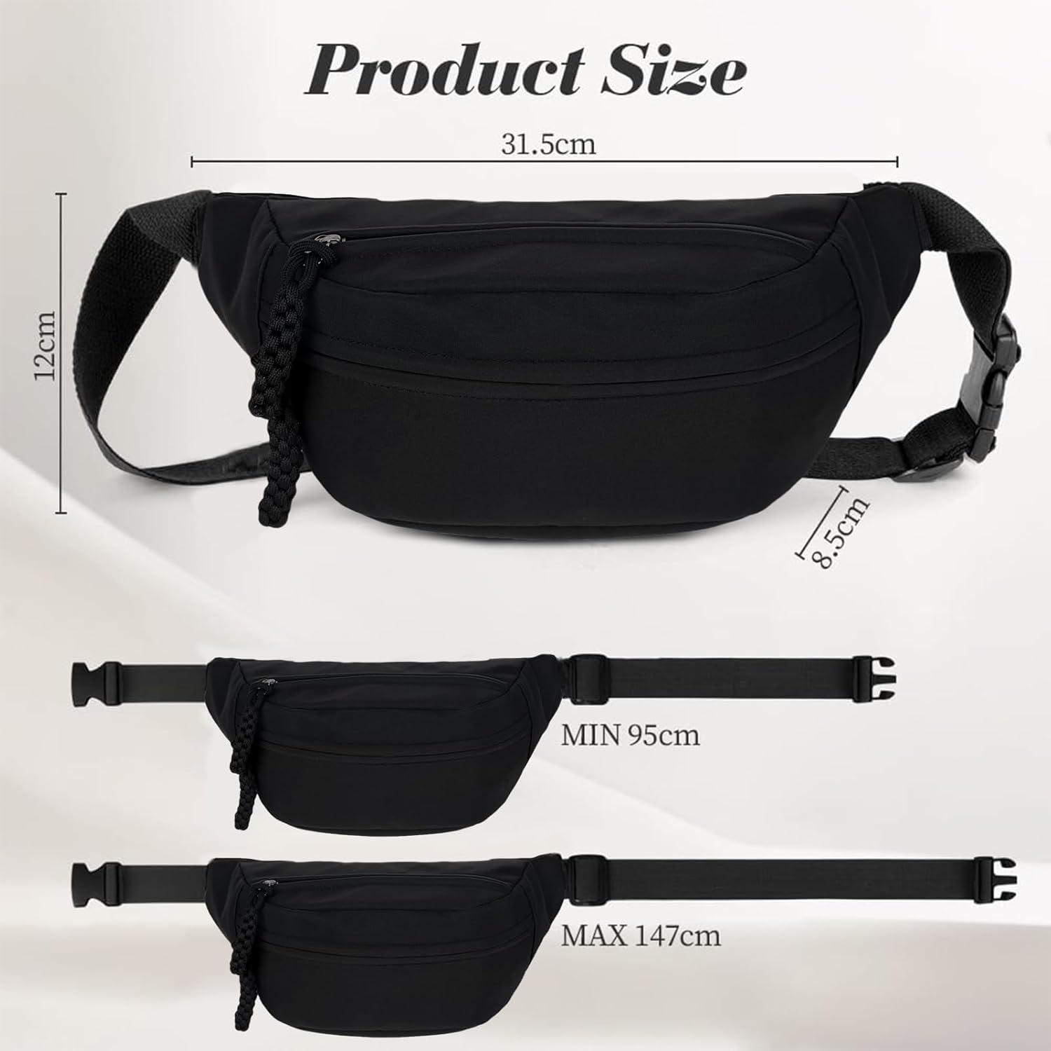 Detalle de Aucuu Marsupio Donna Uomo in Nylon – versatile e pratico marsupio a fascia