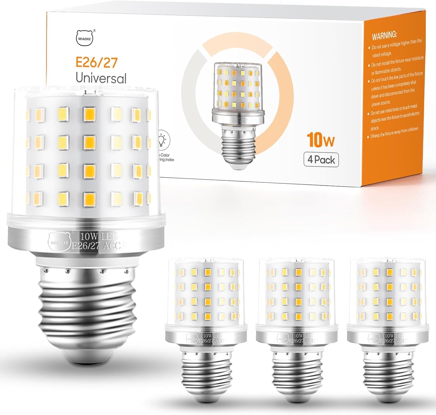 Detalle de MIAOKE E27 LED Warmweiß Glühbirne 10 W, dimmbar – 4er-Pack
